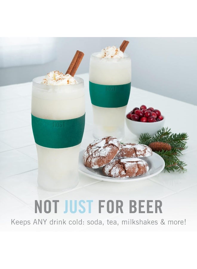 Host Freeze, Frozen Mugs, Freezable Pint Set, Beer Keep Your Drinks Cold, Double Walled Insulated Glasses, Tumbler for Iced Coffee, 16oz, Set of 2, Green - Image 4